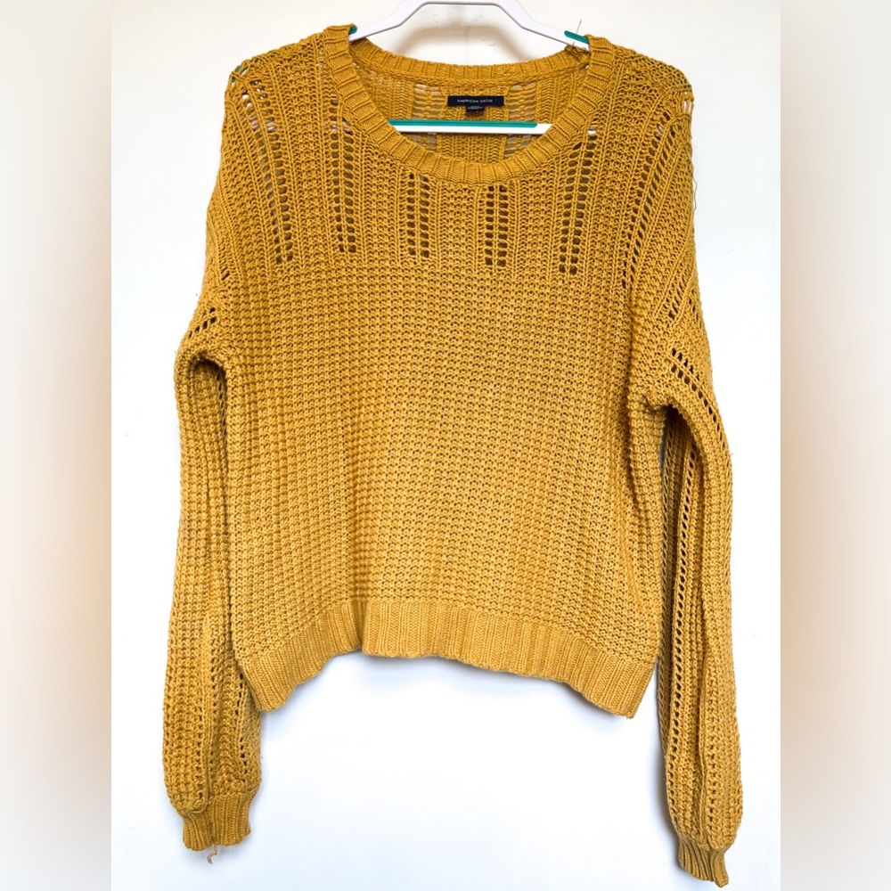 American Eagle Mustard Yellow Knit Sweater